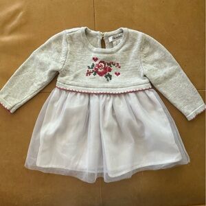 Charming White and Gray Kids Dress